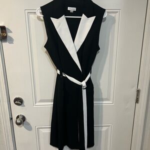 Calvin Klein Black and White Midi Dress